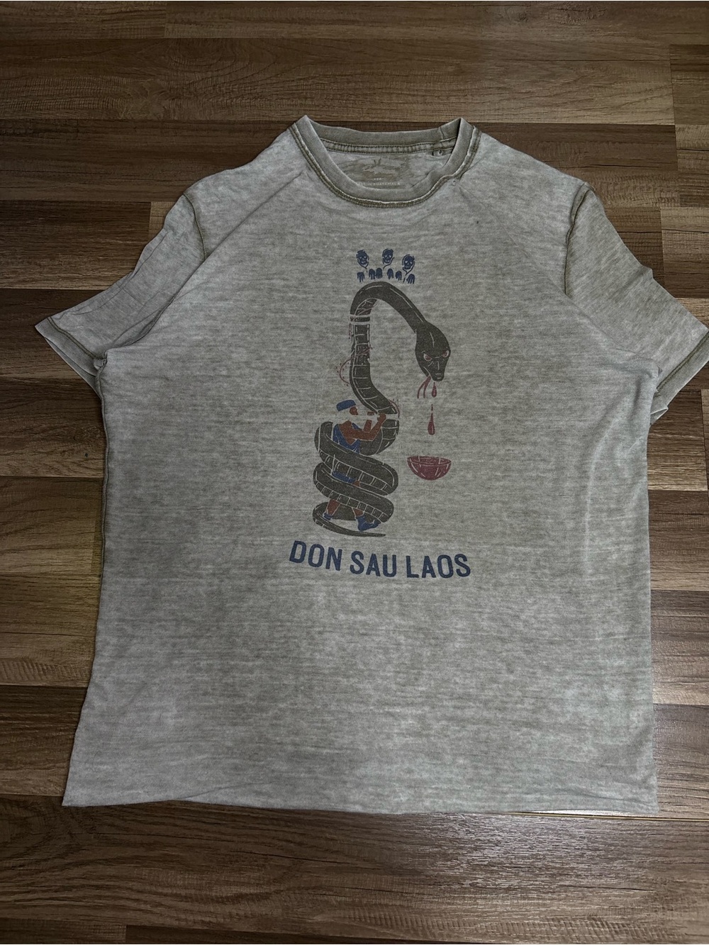 Gray DON SAU LAOS Snake Graphic Print Men's M Jersey Cotton Crew Neck T-Shirt